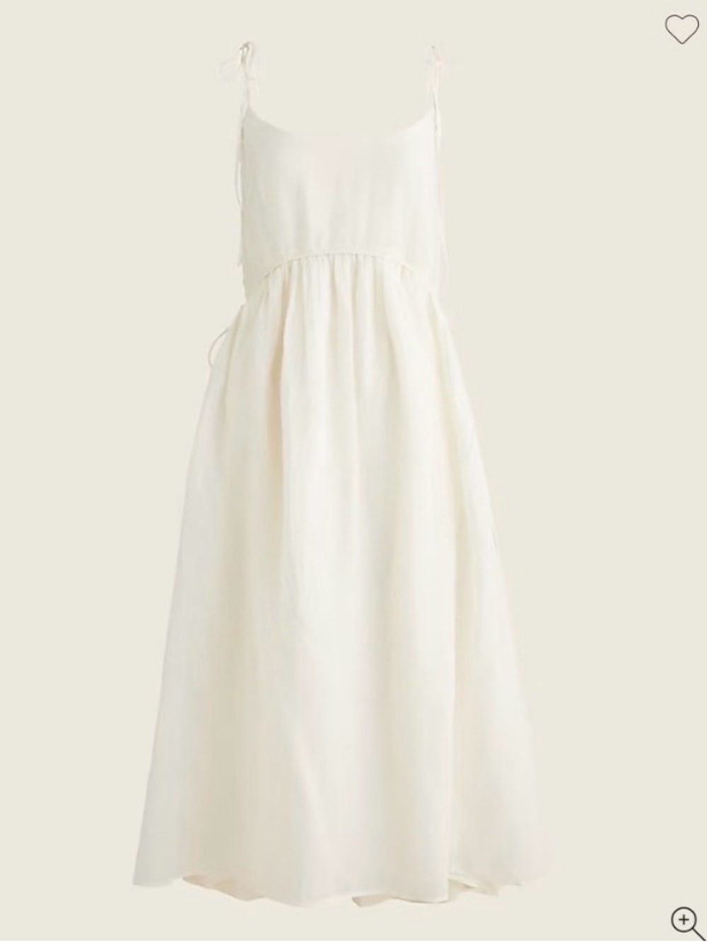 J. Crew Ivory Ecru Tie-Shoulder Ramie Midi Dress Size 6